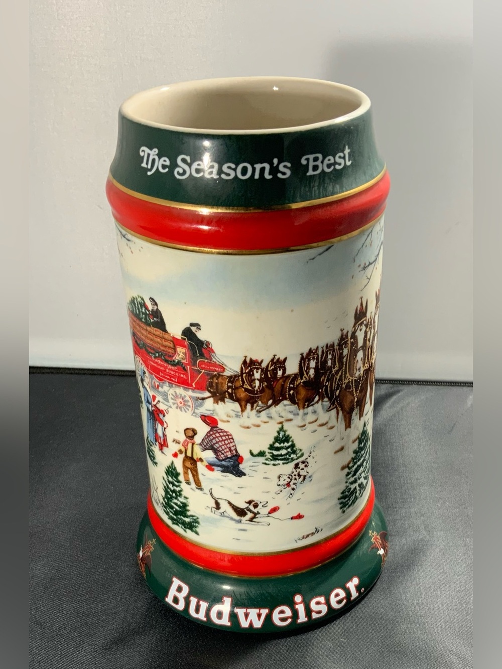 1991 Budweiser The Season’s Best Clydesdale Holiday Ceramic Beer Stein Anheuser